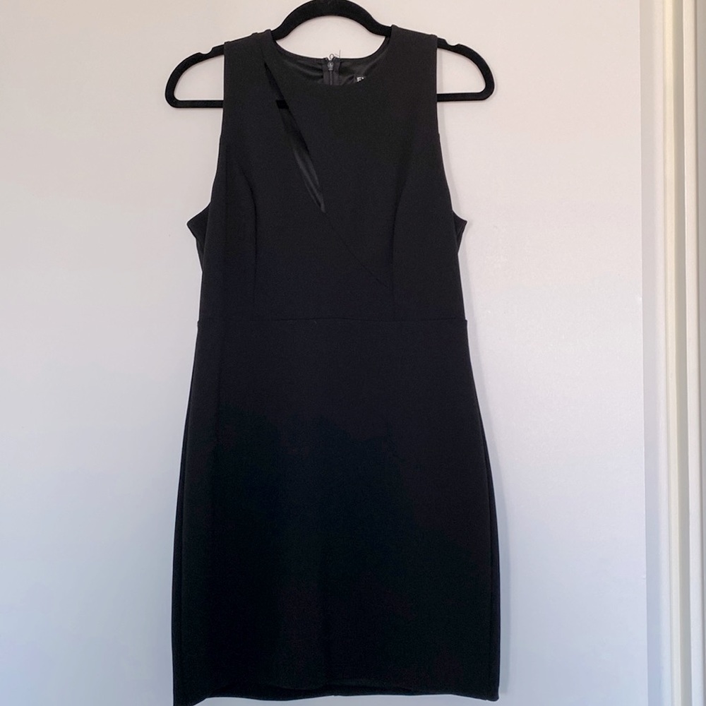 Express | Size Medium Black Knee Length Cocktail Dress with Front Slit Cocktail
